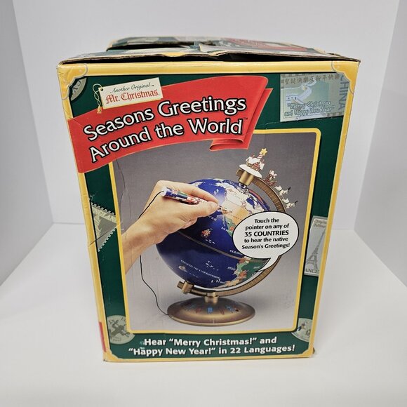 Working Vintage Mr Christmas Seasons Greetings Around The World Globe - Picture 13 of 14